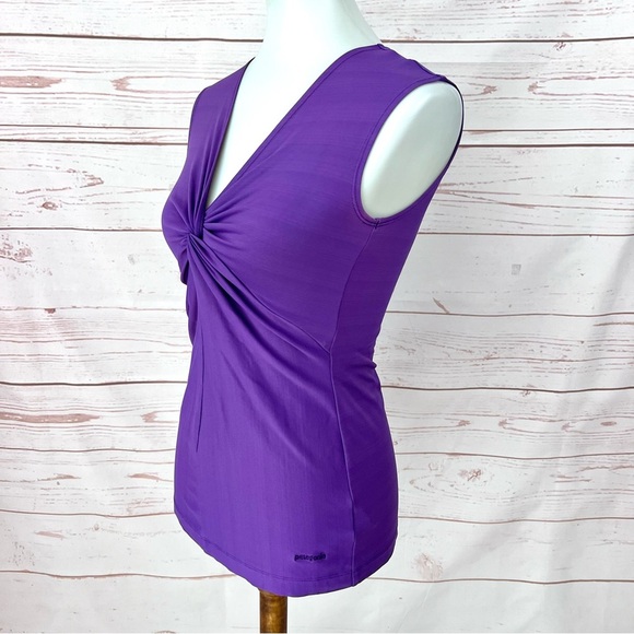 Patagonia Purple Seabrook Bandba Twist Front V-Neck Activewear Sleeveless Top - Picture 7 of 11